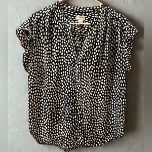 J.Crew Navy & White Polka Dot Blouse – Size Small - EUC